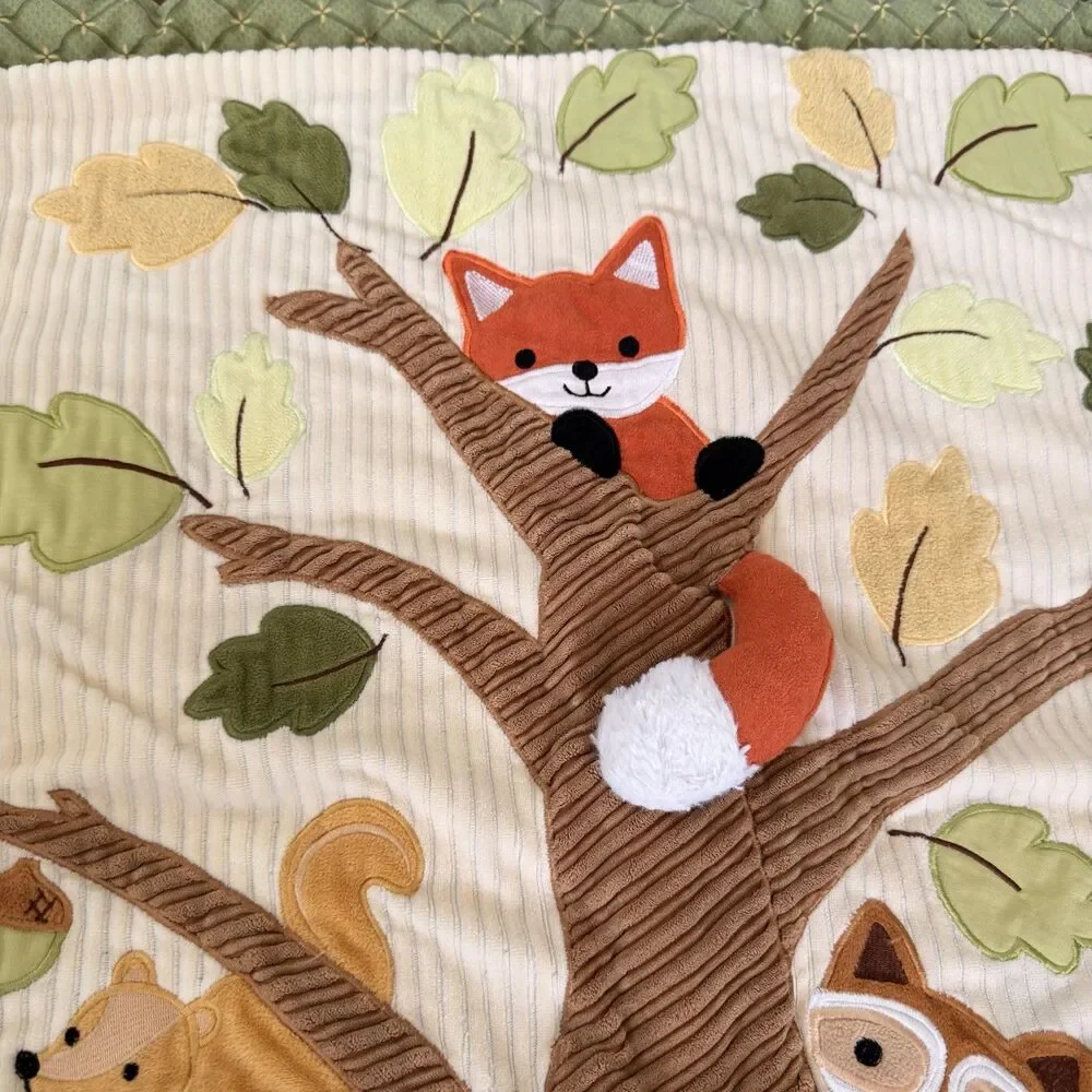 Lambs & Ivy ECHO Woodland Crib Quilt Comforter Fox Owl Bear Hedgehog Rattle